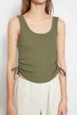 Haki-Bej 2li Paket Buzgu Detayl? Havuz Yaka Fitilli Esnek Orme Atlet TWOSS21AL0195