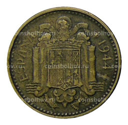 Монета 1 песета 1944 года Испания