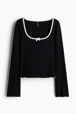 Top de canale con detalles sobrehilados - H&m фото 6