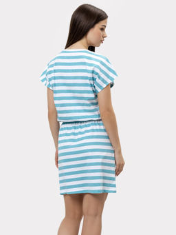 Платье женское домашнее в бело-бирюзовую полоску - Mark formelle фото 2