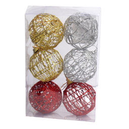 Елочное украшение Шар Ажурный 6 штук 6 см / SF2023-125 /уп 133/ зол. сер. кр. - ГалеонТрейд фото 4