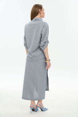 Жакет NIKVA н902-14 серый и листья мультиколор  фото 2