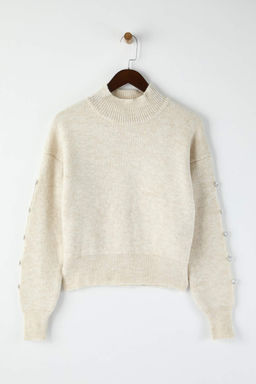 Ekru Yumusak Dokulu Dugme Detayl? Triko Kazak TWOAW24KZ00384 - Trendyolmilla фото 14