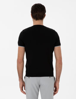 Siyah Slim Fit Bisiklet Yaka Triko T-shirt - Cacharel фото 5