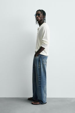 LOOSE FIT SPLATTER JEANS - Zara фото 4