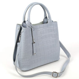 Женская кожаная сумка с ручками под крокодила 1546-200 Голубой - Cidirro фото 2