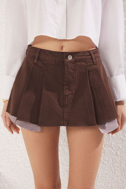 TRENDYOLMILLA Ekru Pileli Mini Denim Sort Etek TWOSS22SR00164 фото 24