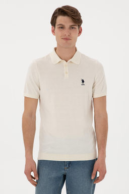 Erkek Slim Fit Polo Yaka Krem Ti__rt