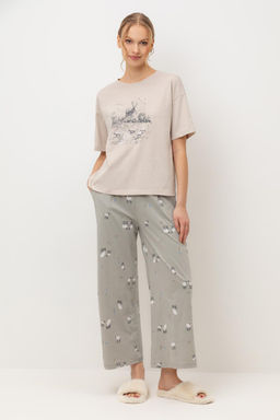 Е 20178/кремовый,овечки на лугу пижама жен