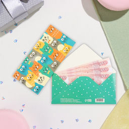 Цена за 10 шт. Конверт для денег Универсальный котики, 16,5х8 см