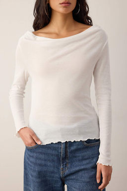 Ekru Degaje Yaka Baglamal? Fitted/Vucuda Oturan Transparan Orme Bluz TWOAW26BZ00240 - Trendyolmilla фото 3