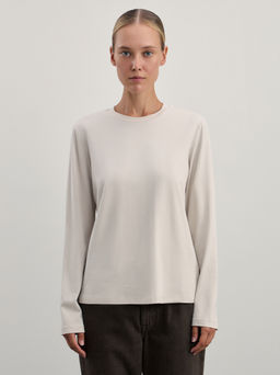 Однотонный базовый лонгслив из хлопка / Zarina  фото 3