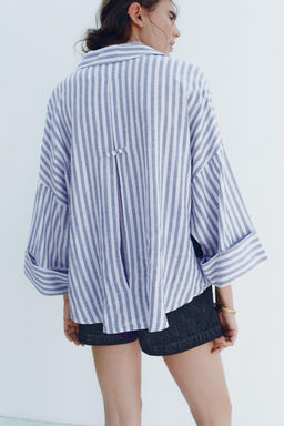 WIDE-SLEEVE LINEN BLEND SHIRT - Zara фото 28