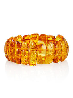 Браслет из натурального золотистого янтаря с искрами Помпеи