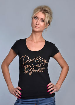 Футболка женская DARLING (черная №1) печать с эффектом мерцания - Ивановская трикотажная компания фото 2