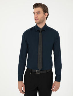 Lacivert Ex. Slim Fit Uzun Kollu Basic G_mlek