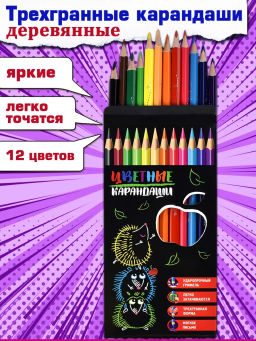 Набор цветных карандашей деревянных арт. 58578 - Феникс+ фото 2
