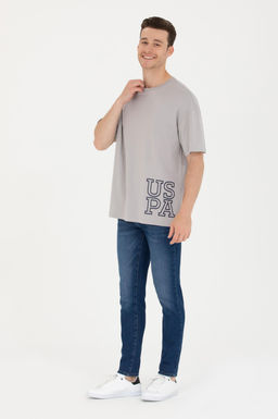 Erkek Gri Oversize Bisiklet Yaka Ti__rt