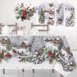 Набор подарочный "Студеная пора" 150*223; 45*60/Скатерть: 1 шт. - 150*223; Полотенца: 3 шт. - 45*60