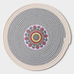 Салфетка сервировочная на стол Доляна Мира, d=38 см, хлопок, цвет серый, рисунок МИКС  фото 18