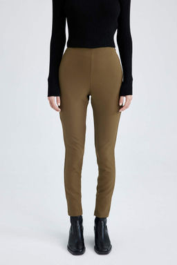 Короткие длинные брюки скинни на молнии с высокой талией - Defacto фото 6