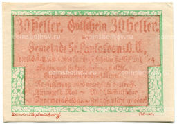 Банкнота 30 геллеров 1920 года Австрия  Санкт-Пёльтен (нотгельд)