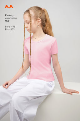 Футболка для девочки в рубчик из рибаны Happyfox