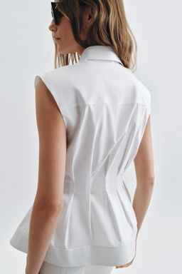 CAMISA PLIEGUES MANGA SISA ZW COLLECTION / Blanco
