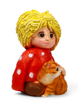 Садовая фигура из полистоуна «Домовой с котом», 39×26×28 см
