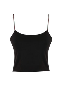 Siyah-Siyah 2li Paket Pamuklu Spagetti Ask?l? Crop Esnek Orme Atlet TWOSS21AL0196