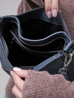 Сумка кожаная кросс-боди Deboro 3410 серый свет