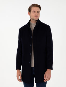 Lacivert Slim Fit Palto