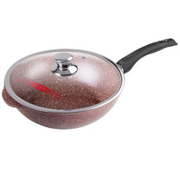 Сотейник с антипригарным покрытием д24см Шоколад, h8,2см, s0,4см, ручка из термостойкого пластика, стеклянная крышка с пароотводом, подарочная упаковка (Россия)