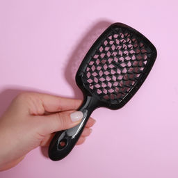 Расчёска массажная, широкая, продуваемая, 8.5×20.5(±1) см, чёрная