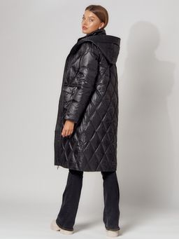 Пальто утепленное стеганое зимнее женское черного цвета 448602Ch - Mtforce фото 7