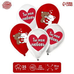 Воздушные шары латексные 12" «Ты моя любовь», 25 шт.