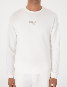 Ekru Comfort Fit Bisiklet Yaka Sweatshirt - Cacharel фото 6
