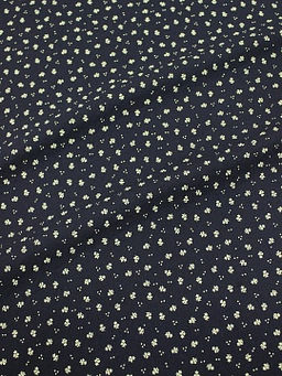 Муслин двухслойный с эф.фактурной стежки Микро цветочки на чернильно-черном, ш.1.4м, хл-100%