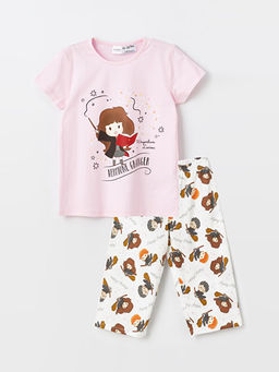 Bisiklet Yaka Harry Potter Bask?l? K?z ?ocuk Pijama Tak?m?