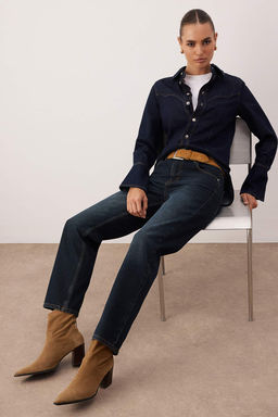 Ac?k Mavi Yuksek Bel Straight Jeans TWOAW26JE00182 - Trendyolmilla фото 6