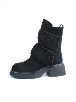 04-M3-HSM711 BLACK Ботинки зимние женские (натуральная замша, натуральный мех) - Фабричный китай фото 6