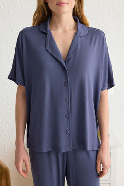 Trendyolmilla Antrasit Rahat Kal?p Viskon Hamile Orme Pijama Tak?m? THMSS25PT00165 фото 3