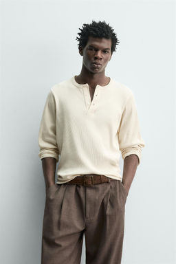 CAMISETA RIB CUELLO PANADERO / Crudo - Zara фото 2