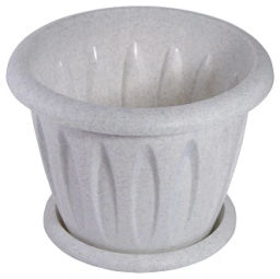 Цена за 4 шт. Горшок для цветов пластиковый 0,4л d-10,5см "Фелиция" с поддоном мраморный С101М