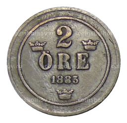 Монета 2 эре 1883 года Швеция