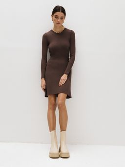 Платье мини в рубчик из вискозы