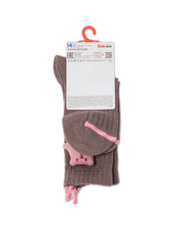 Цена за 2 пары CONTE-KIDS Удлиненные носки TIP-TOP из хлопка с декоративной игрушкой кофейный
