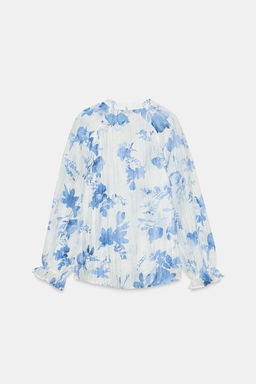 CAMISA ESTAMPADO FLORAL ABALORIOS / Azul / Blanco - Zara фото 7
