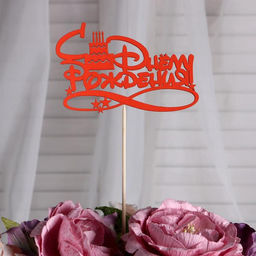 Цена за 5 шт. Топпер С Днём Рождения с тортом 12,58 см Красный 2шт, Синий 2шт, Жёлтый 1шт (5 штук МИКС) - Дарим красиво фото 9