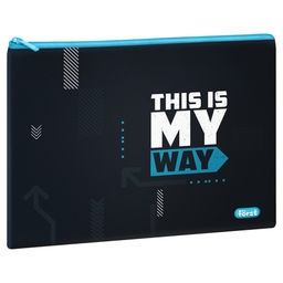 Папка для тетрадей А4, молния сверху F?rst "Way to win" (FT-PU-A40306) полиуретан, декор. нашивки